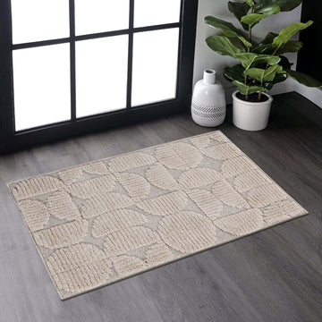 Geometric High-Low Area Rug - 2'x3' Beige