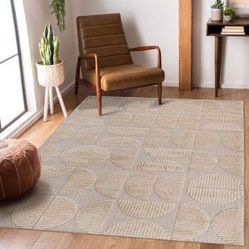 Geometric High-Low Area Rug - 5'3"x7'6" Cream
