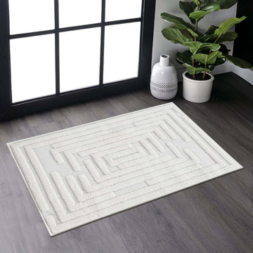 Geometric High-Low Area Rug - 2'x3' Beige