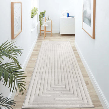 Geometric High-Low Runner Rug - 2'2"x8' Beige