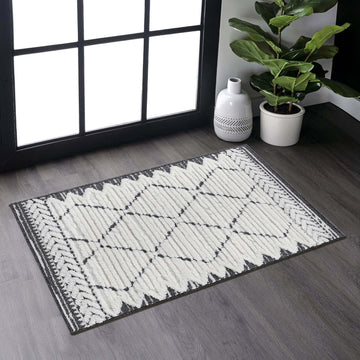 Trellis High-Low Area Rug - 2'x3' Cream/Anthracite
