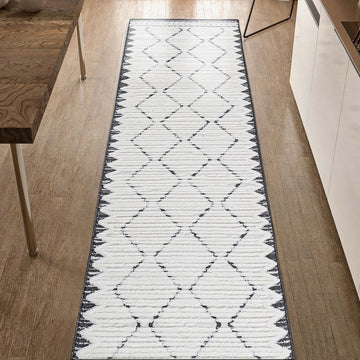 Trellis High-Low Runner Rug - 2'2"x8' Cream/Anthracite