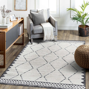 Trellis High-Low Area Rug - 7'9"x10' Cream/Anthracite