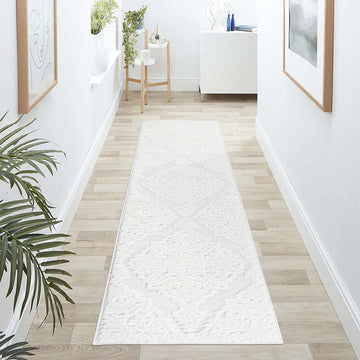 Trellis High-Low Runner Rug - 2'2"x8' Cream/Anthracite