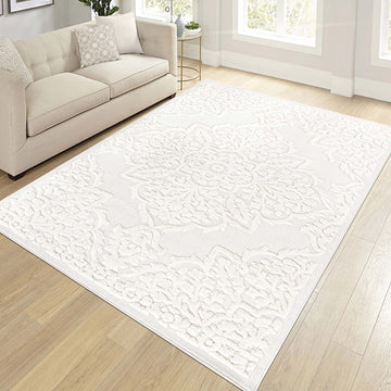 Trellis High-Low Area Rug - 9'x12' Cream/Anthracite