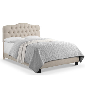 Low Profile Upholstered Bed Button Tufted Bed Frame with Solid Wood Structure and Plush Padding