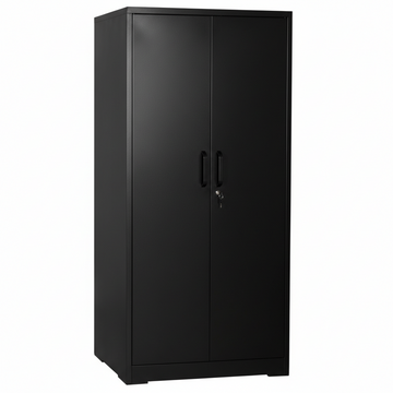 Container Furniture Direct Ironclad 71 Metal Storage Cabinet with Locking Doors and 4 Adjustable Shelves Heavy Duty Steel Cabinet for Garage Laundry Office or Warehouse Black
