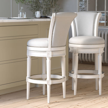 Wood Bar-Height Swivel Barstool with High-Back, 1PC