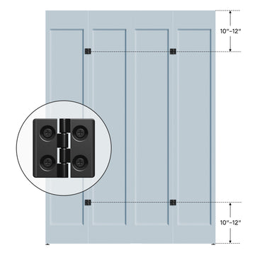 3.3 ft./40 in. Black Double Bi-Fold Sliding Barn Door Track and Hardware Kit with J-Shape Hanger for 4-Doors