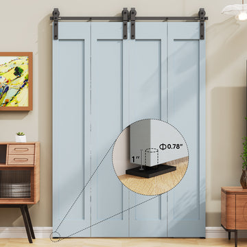 5 ft./60 in. Black Double Bi-Fold Sliding Barn Door Track and Hardware Kit with J-Shape Hanger for 4-Doors