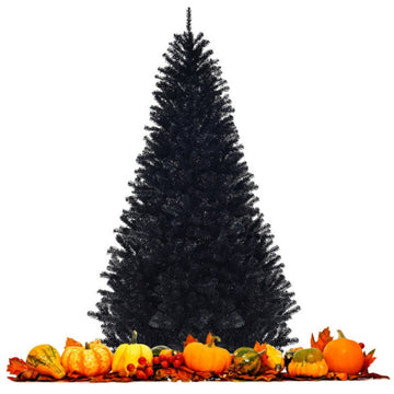 7.5ft Black Halloween Christmas Tree with Metal Stand