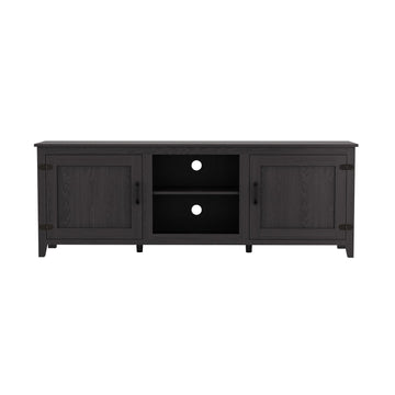 70.08" Entertainment Center TV Stand Media Console with Doors & Storage Shelf for Living Room, Bedroom, or Office, Black