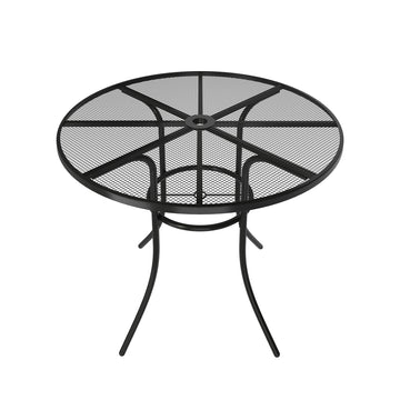 Round Metal Outdoor Patio Dining Table with 1.9 in. Umbrella Hole