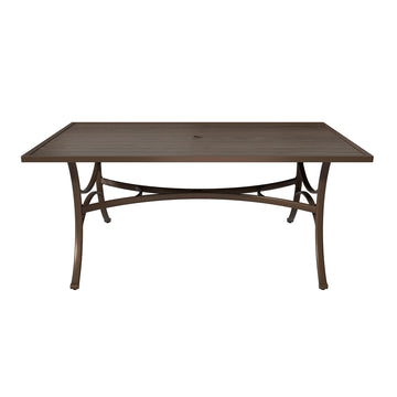 Rectangle Metal Patio Outdoor Dining Table with 1.9 Inches Umbrella Hole