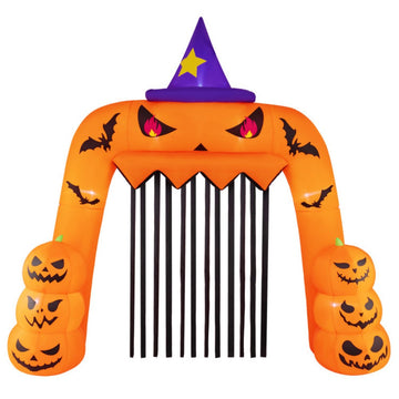 Giant Inflatable Halloween Pumpkin Arch with LED Lights