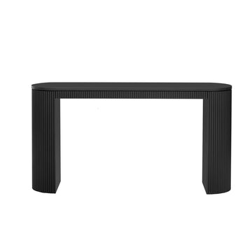 Modern Curved Console Table with Unique Vertical Stripe Design