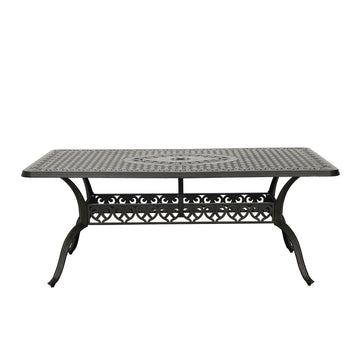 71 Inches Cast Aluminium Outdoor Dining Table with Umbrella Hole Patio Rectangular Dining Table Patio Bistro Table for Backyard Garden Patio, Antique Bronze