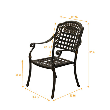 Patio Chairs set of 2 Cast Aluminum Patio Furniture Outdoor Patio Chairs Metal Patio Chairs Garden Chair for Indoor Outdoor Bistro Chairs for Balcony Porch Backyard Garden, Bronze