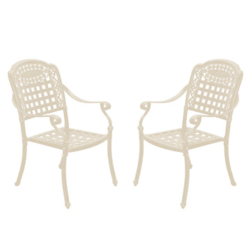 Patio Chairs set of 2 Cast Aluminum Patio Furniture Outdoor Patio Chairs Metal Patio Chairs Garden Chair for Indoor Outdoor Bistro Chairs for Balcony Porch Backyard Garden, White