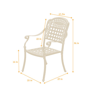 Patio Chairs set of 2 Cast Aluminum Patio Furniture Outdoor Patio Chairs Metal Patio Chairs Garden Chair for Indoor Outdoor Bistro Chairs for Balcony Porch Backyard Garden, White