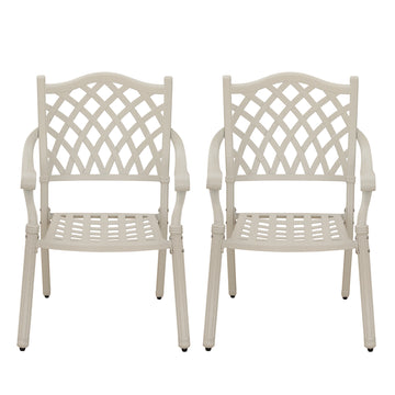 Patio Dining Chairs 2PCS Cast Aluminum Patio Furniture Outdoor Patio Chairs Metal Patio Chairs Garden Chair for Indoor Outdoor Bistro Chairs for Balcony Porch Backyard Garden, White