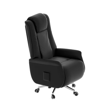 Office Chair with Foot Rest, Automatic Executive Comfy Office Chair, Electric Recliner Chair, High-Back Power Office Chair, Ergonomic Office Chair w/Footrest, Microfiber Desk Chair, Black