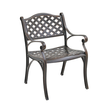 2 Pcs Outdoor Dining Chairs Cast Aluminium Patio Dining Chair Set of 2 Patio Bistro Chairs, Bronze