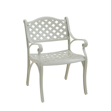 2 Pcs Outdoor Dining Chairs Cast Aluminium Patio Dining Chair Set of 2 Patio Bistro Chairs, White