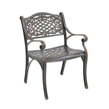Outdoor Dining Chair Set of 2 Cast Aluminium Patio Dining Chair 2 Pcs Patio Bistro Chairs, Bronze