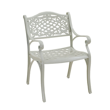 Outdoor Dining Chair Set of 2 Cast Aluminium Patio Dining Chair 2 Pcs Patio Bistro Chairs, White