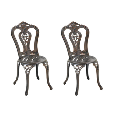 Outdoor Bistro Chairs Set of 2, Cast Aluminum Patio Dining Chairs Outdoor Dining Chairs, Bronze
