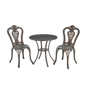 Patio Bistro Set of 3 Bistro Table and Chairs Outdoor Bistro Set Patio Table Patio Dining Chairs Outdoor Dining Table and Chairs, Bronze
