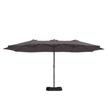 15 FT Patio Umbrella with Base Included Outdoor Patio Umbrella with Solar Lights Large Outdoor Double-sided Umbrella Market Table Umbrella Outdoor Umbrellas for Patio, Coffee