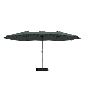 15 FT Patio Umbrella with Base Included Outdoor Patio Umbrella with Solar Lights Large Outdoor Double-sided Umbrella Market Table Umbrella Outdoor Umbrellas for Patio, Dark Grey