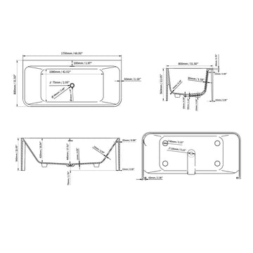 67 Inch Oval Matte White Artificial Stone Modern Style Freestanding and Built-in Soaking Bathtub