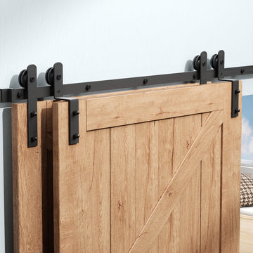 10 ft./120 in. Track Bypass Sliding Barn Door Track and Hardware Kit with I-Shape Hanger for Double Doors