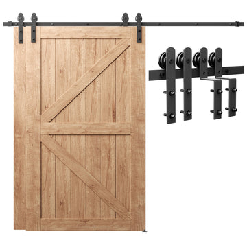 12 ft./144 in. Track Bypass Sliding Barn Door Track and Hardware Kit with I-Shape Hanger for Double Doors