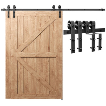 12 ft./144 in. Double Track Bypass Sliding Barn Door Track and Hardware Kit with J-Shape Hanger for Double Doors