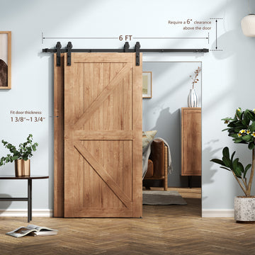 6 ft./70 in. Double Track Bypass Sliding Barn Door Track and Hardware Kit with I-Shape Hanger for Double Doors