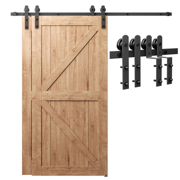 6.6 ft./79 in. Double Track Bypass Sliding Barn Door Track and Hardware Kit with I-Shape Hanger for Double Doors