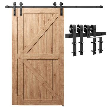 7.5 ft./90 in. Double Track Bypass Sliding Barn Door Track and Hardware Kit with J-Shape Hanger for Double Doors