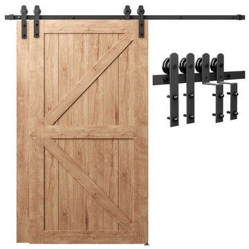 8 ft./96 in. Double Track Bypass Sliding Barn Door Track and Hardware Kit with I-Shape Hanger for Double Doors