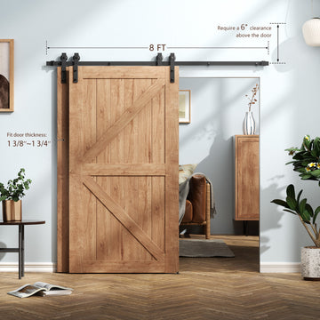 8 ft./96 in. Double Track Bypass Sliding Barn Door Track and Hardware Kit with J-Shape Hanger for Double Doors