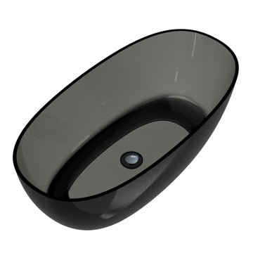 Modern 59 in. x 30 in. Soaking Transparent Resin Bathtub with Center Drain and Hose