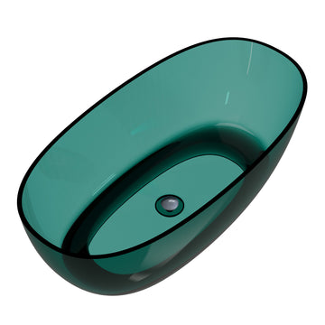 Modern 59 in. x 30 in. Soaking Transparent Resin Bathtub with Center Drain and Hose