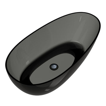 Modern 67 in. x 33 in. Soaking Transparent Resin Bathtub with Center Drain and Hose