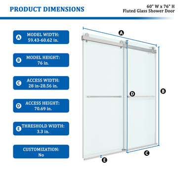 Framless Double Sliding Shower Door with 3/8 in. (10 mm) Glass