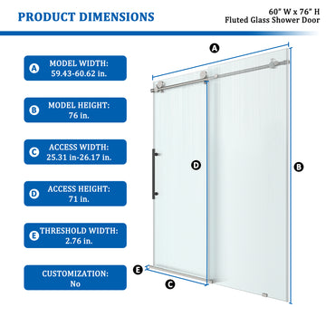 Framless Single Sliding Shower Door with 3/8 in. (10mm) Fluted Glass
