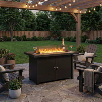 Two-Toned Fire Pit Table with Storage for Cozy Outdoor Gatherings
