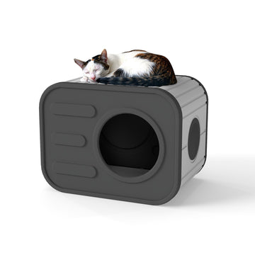 Indoor Camera Shape Cat House Antarctica Gray Black Soft Liner Simple Style Sturdy Reliable